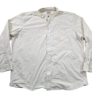 LL Bean Dress Shirt Mens 2XLT Beige Oxford Button Down Long Sleeve Preppy